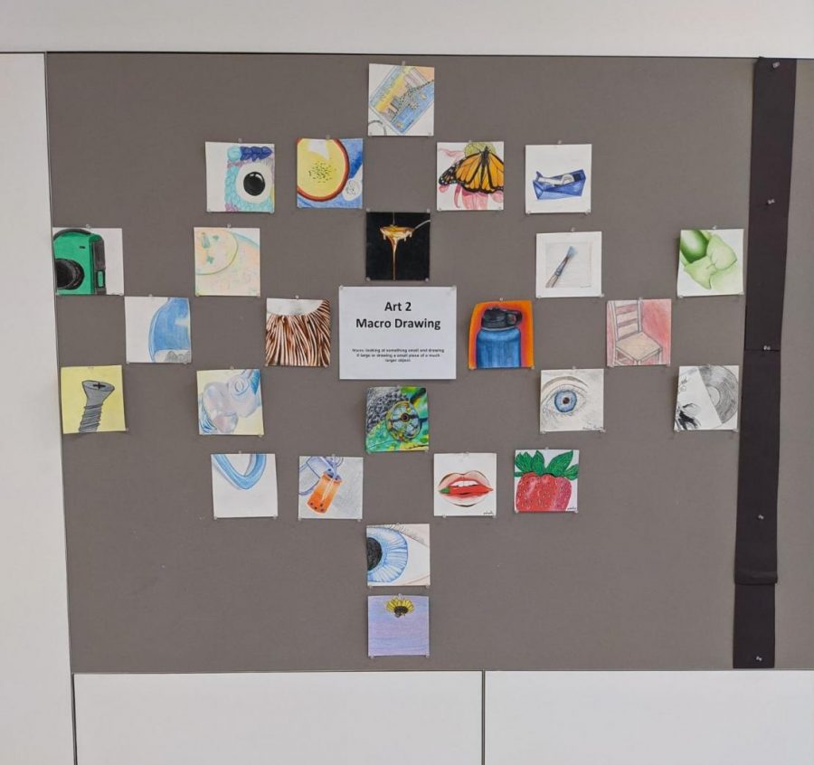 Art display from the art wing at Mountainside High School