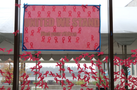 The commons area decorated for Pink Week.