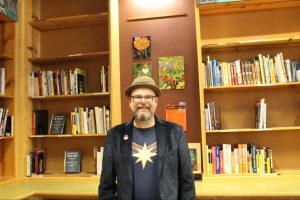 Author Alan Gratz posing for a photo at Powell's Books in Cedar Hill